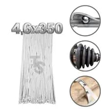 Abraçadeiras Aço Cinta Fita Homocinética Kit Metal Polido Tie Zip Ziptie 304 Lacre Fitilho 4,6x350mm