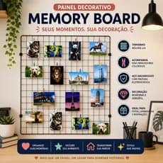 Memory Board Painel De Fotos 60x100cm + 20 Mini Prendedores Quadro Recados Tela Aramada Mural Recado