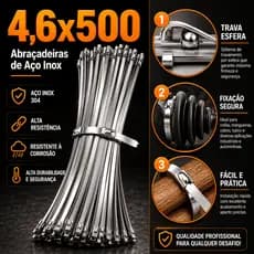 Abraçadeiras Cinta Fita Homocinética Metal Polido Zip Ziptie Lacre Presilha Fitilho Grande 4,6x500mm