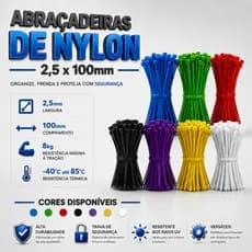 Abraçadeiras Nylon Enforca Gato 2,5x100mm 100 ou 1000 Unidades Escolha Cor Presilha Cintas Plásticas