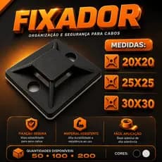 Fixadores Auto Adesivo Organizadores De Fios E Cabos, Fita Dupla Face - Preto Ou Branco