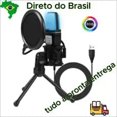 Microfone condensador 100% original profissional estilo PODCAST USB RGB Condensador Estúdio