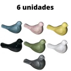 Kit 6 Passarinhos Porcelana Decoração Casa Jardim Escritório Mesas Prateleiras