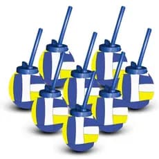 Kit Copos Bola Vôlei Canudo Lembrancinha Divertida Festa Aniversário Merenda Creche Evento