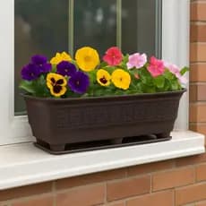 Kit 3 Floreiras Retangulares com Prato Plástico 6 Litros Vasos Jardim Horta Varanda