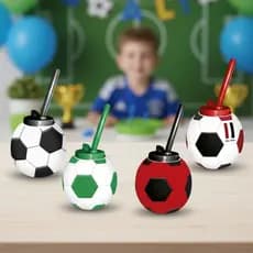 Kit Copos Bolinha de Futebol 300ml Coloridos Lembrancinha Festa Aniversário