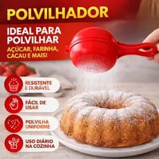Polvilhador Peneira de Açúcar Farinha Chocolate Plástico com Tampa Alça Cozinha Confeitaria Multiuso