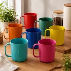 Kit Canecas Plásticas 450ml Coloridas Escola Merenda Festa Criança Escolar Resistente