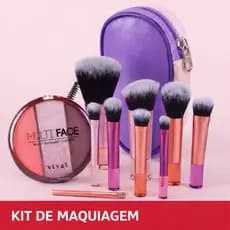 Kit de Maquiagem Vivai + Pincéis Profissionais + Paleta Blush Contorno Iluminador