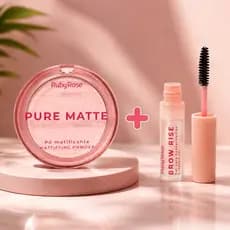 Kit Pó Matificante Pure Matte + Gel Sobrancelha Brow Rise - Linha Rosa  Ruby Rose