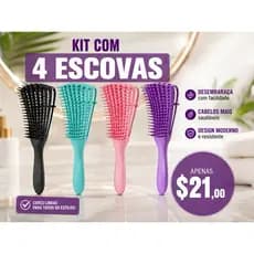 kit 4 escova polvo para cabelos cacheados RESISTENTE ORIGINAL