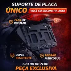 Suporte de Placa Mercosul para Moto Universal Resistente Fácil de Instalar Design Exclusivo