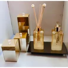 Kit Lavabo Banheiro Super Luxo Saboneteira e Aromatizador de Ambiente com Trio Organizador Bandeja