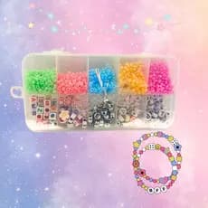 Kit Completo de Miçangas Coloridas  12x 7 cm – Maleta Estojo para Fazer Pulseiras, Colares e Anéis