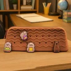 Estojo Emborrachado Silicone Charm C/4 Pingentes Capivara 19x8 cm