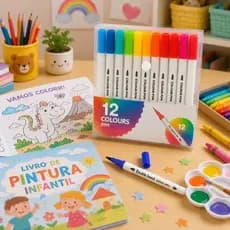 Kit Caneta 2 em 1 canetas Brush Lettering e Ponta Fina Dual Pen Canetinha Colorir Desenho