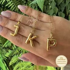 Colar Letra Inicial Dourado Aço inoxidável À prova d’água Hipoalergênicos Minimalista Feminino