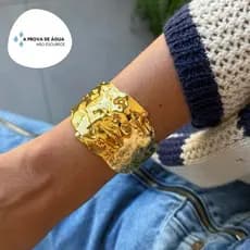 Bracelete Feminino Dourado Aço Inox Largo | Moderno À Prova d’Água Não Escurece Verão Presente