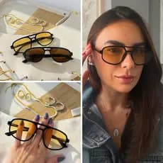 Óculos de Sol Feminino UV400 Elegante Minimalista Lente Acetato Alta Qualidade Blogueira Estiloso