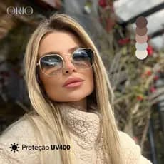 Óculos de Sol Feminino Hexagonal UV400 Lentes Policarbonato Modelo Universal Moda Blogueira
