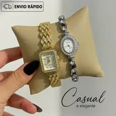 Relógio Feminino Luxo Retangular Oval Cravejado À prova d’água Pulseira Elegante Presente Festa