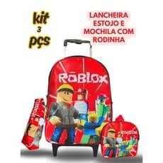 mochila escolar com rodinha, kit escolar Roblox, mochila infantil, mochila masculina, lancheira escolar, estojo escolar,