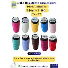 Linha para Costura Resistente 100% Poliéster 914m / 1000j Cores Variadas