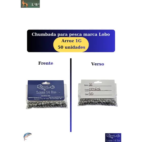 Chumbada Oliva para Pesca Tamanho Arroz 1g Embalagem com 50 Chumbadas