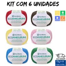 kit 6 Fio EcoAmigurumi Linha EuroRoma 8/7 254m 160g Cores Sortidas