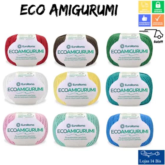 Fio EcoAmigurumi Linha EuroRoma 8/7 254m 160g Cores Sortidas