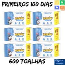6 Toalhas Umedecidas Lenço Isababy 100 Primeiros Dias c/100 Recém Nascidos