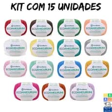 kit 15 Fio EcoAmigurumi Linha EuroRoma 8/7 254m 160g Cores Sortidas