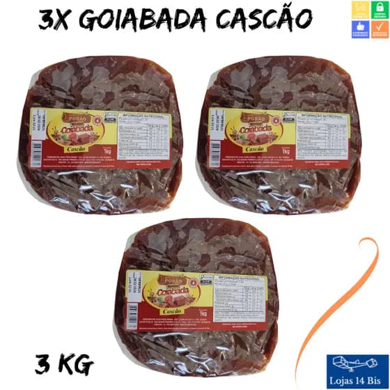 3 Goiabadas Cascão Porão Mineiro de 1 Kg Sem Glúten  Sul de Minas