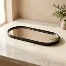 Bandeja Espelhada Multiuso Oval Decorativa em Vidro para Sala Banheiro Lavabo Aparador Organização