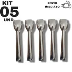 Kit 5 Pegadores Inox 18cm para Frios Carne Gelo Salada Alimentos Pinça Churrasco Cozinha Premium