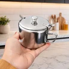 Açucareiro Metal 240ml Com Colher Porta Açúcar Tampa Prático Elegante