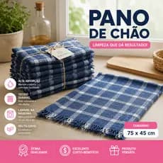 Pano De Chão Xadrez De Saco 75 cm x 45 cm 100% Algodão