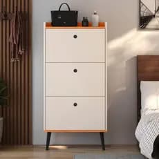 Sapateira Torre Vertical 3 Portas Retrô E Pés Palito Para 18 Pares De Calçados Dark e Closet Quarto