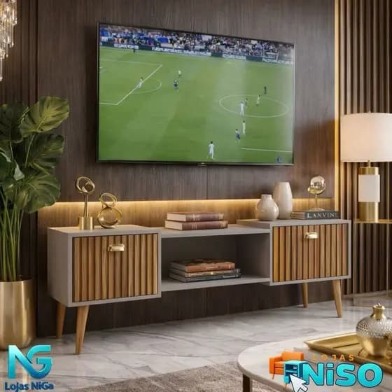 Rack para TV Bancada com pés 1.20 Life ou 1.10 ate 50polegadas -  2 Portas Moderno Parede TV Até 50Pol Quarto Sala