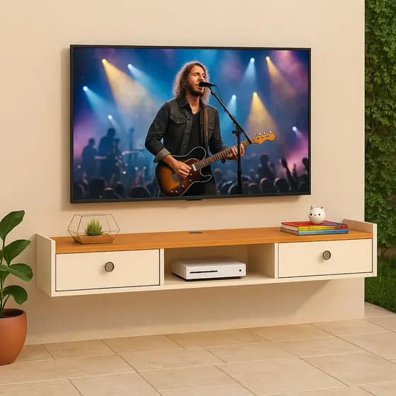 Rack Bancada Suspenso Life 2 Portas Basculante Moderno Parede TV 32 42 50 Quarto Sala Area Lazer cor
