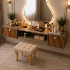 Penteadeira Casauau Makeup Com 02 Portas Camarim Espaçosa Para Maquiagem – Quarto Ou Salão – Lançamento 1,20m / 1,80m