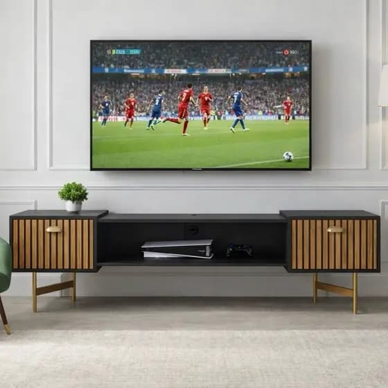 Rack Sala Bancada com pés até 75pol 1.20 Life Leão até 1.80cm 2 Portas Moderno Parede TV Até 75pol Quarto Sala Area