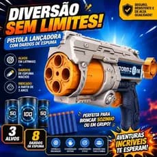 brinquedo de pistola Lançadora de Dardos Infantil com Dardos e Alvos