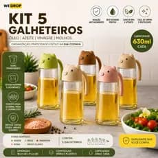kit 5 azeiteiro vinagreiro Galheteiro porta óleo azeite vinagre tipo jarra 630 ml