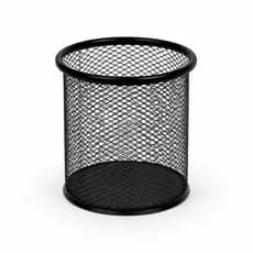 Porta Canetas Organizador Mesa Escritório Metal Aramado Redondo Preto Durável Prático
