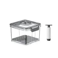 Pote Hermético Vácuo Armazenamento 15L Conservação Alimentos Design Funcional Cinza