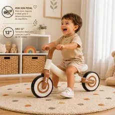 Bicicleta Equilibrio Infantil Sem Pedal Bege Aprendizado Seguro Estavel Leve Adaptavel