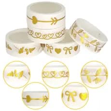 Kit Fitas Adesivas Washi Tape Foil Scrap Laço 2m 5 Unidades