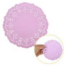 Kit Papel Rendado Toalha Doilie Rosa 14cm 32 Unidades