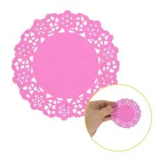 Kit Papel Toalha Rendado Decor Doilie 9cm Rosa 50 Unidades
